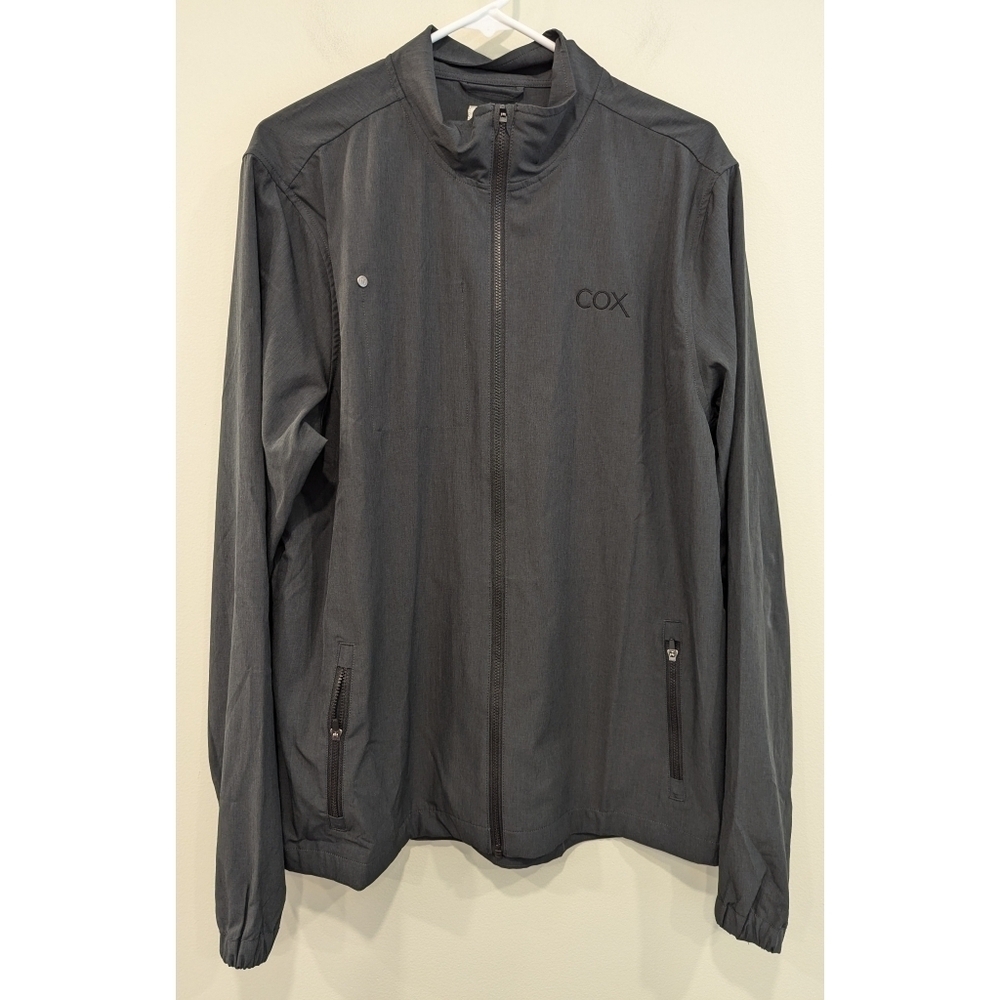 Vuori Venture Gray Track Full Zip Jacket COX Company Logo Embroidered Large